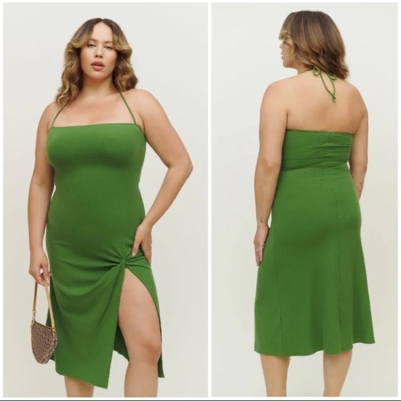 NWT Reformation Hilo Knit Dress Palm Green $148 Womens Small - Picture 3 of 12